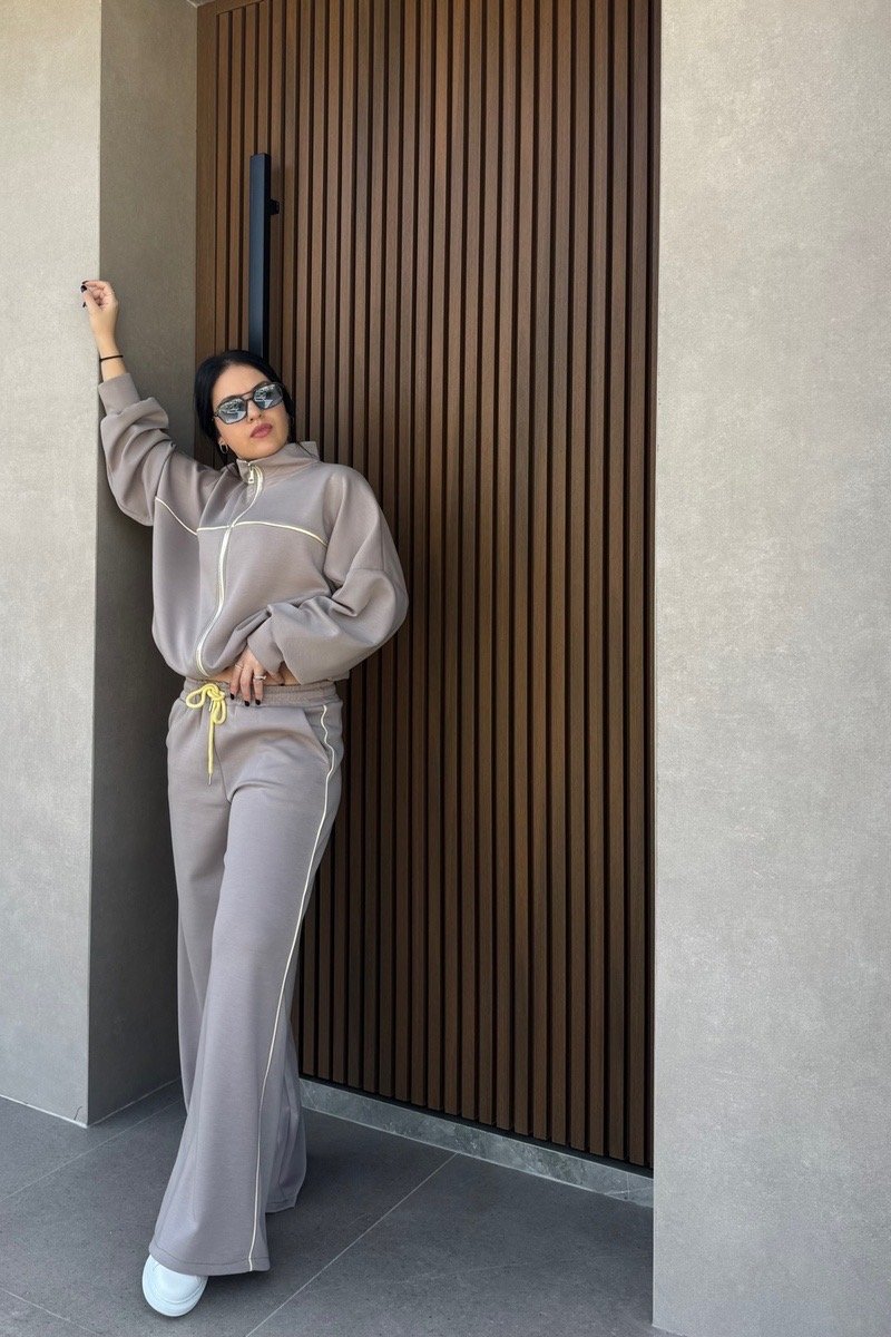 Τracksuits Τaupe with Yellow details
