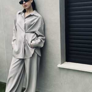 Relaxed Oversized Shirt & Wide-Leg Pants Set