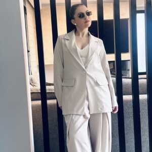 Relaxed Tailored Suit Set In Beige