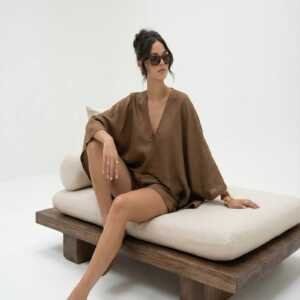 Linen Blend Relaxed Co-Ord Set – Mocha Brown