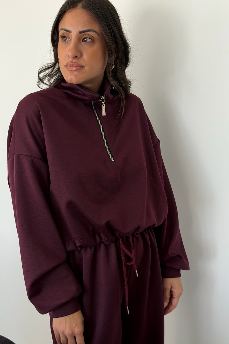 Burgundy Casual Chic Two-Piece Set