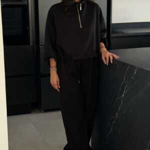 Black Casual Chic Two-Piece Set