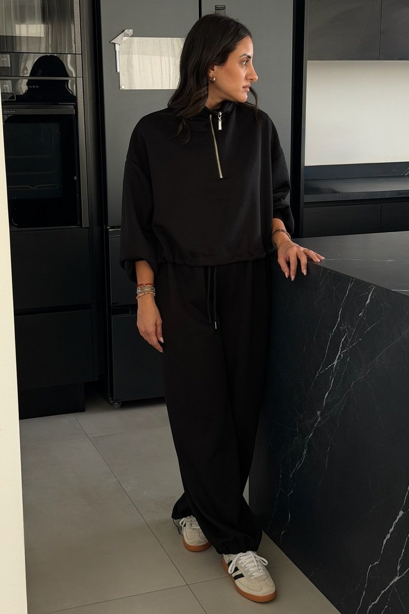 Black Casual Chic Two-Piece Set