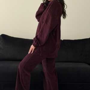 Burgundy Textured Relaxed Two-Piece Set