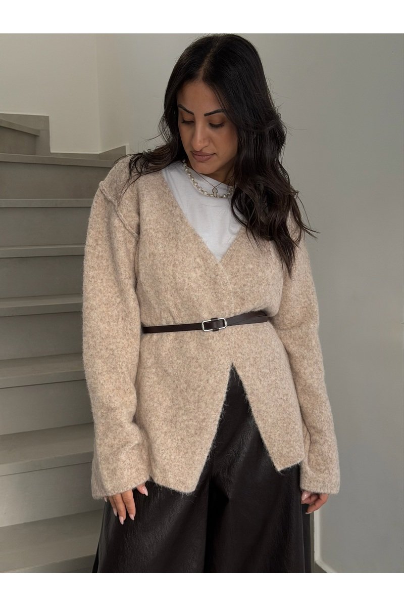The Cozy Wrap Cardigan – Beige