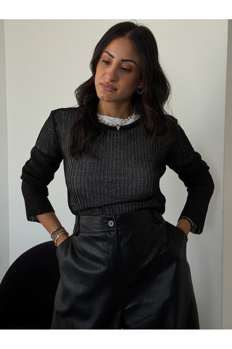 The Sheer Knit Top – Black