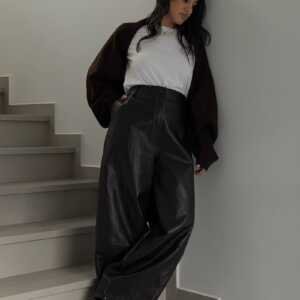 The Statement Faux Leather Pants – Dark Brown